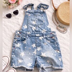 Cat & Jack Star Print Denim Shortall Overalls Girls Size 6X